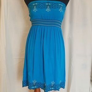 Blue Strapless Summer Mini Dress